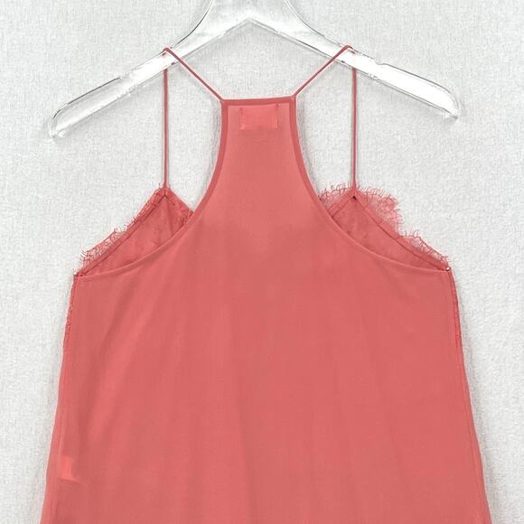 CAMI NYC Racer Silk Camisole Tank Womens XS Peach Pink Lace Trim Spaghetti Strap - Picture 5 of 13